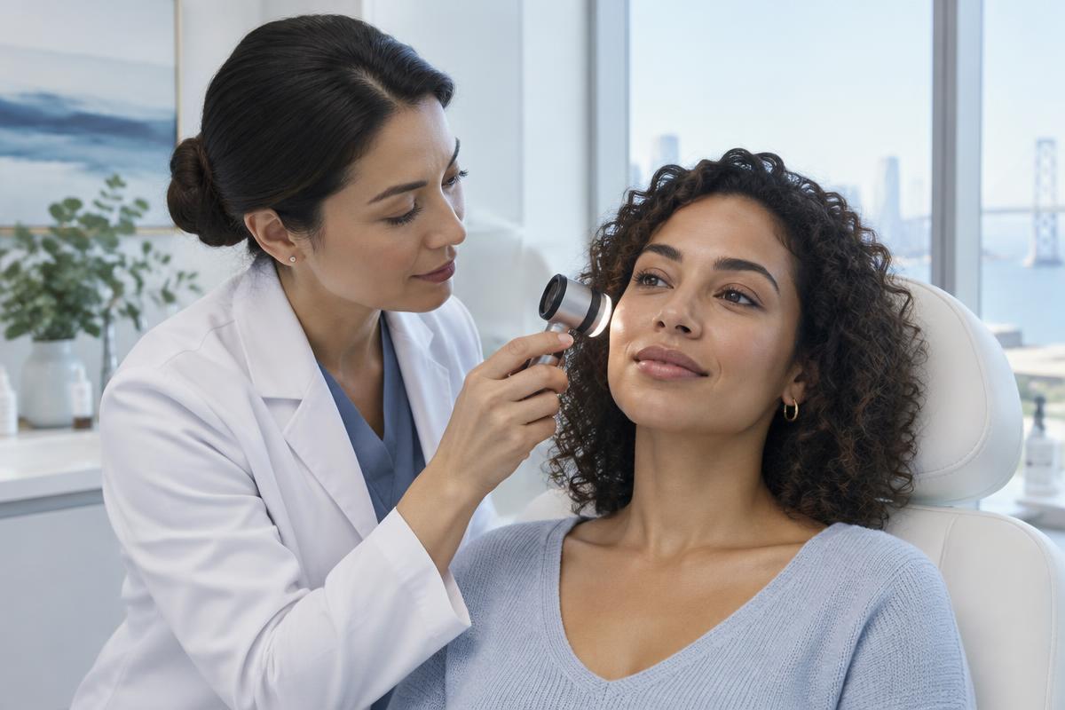 Clinical skin assessment with a handheld examination light